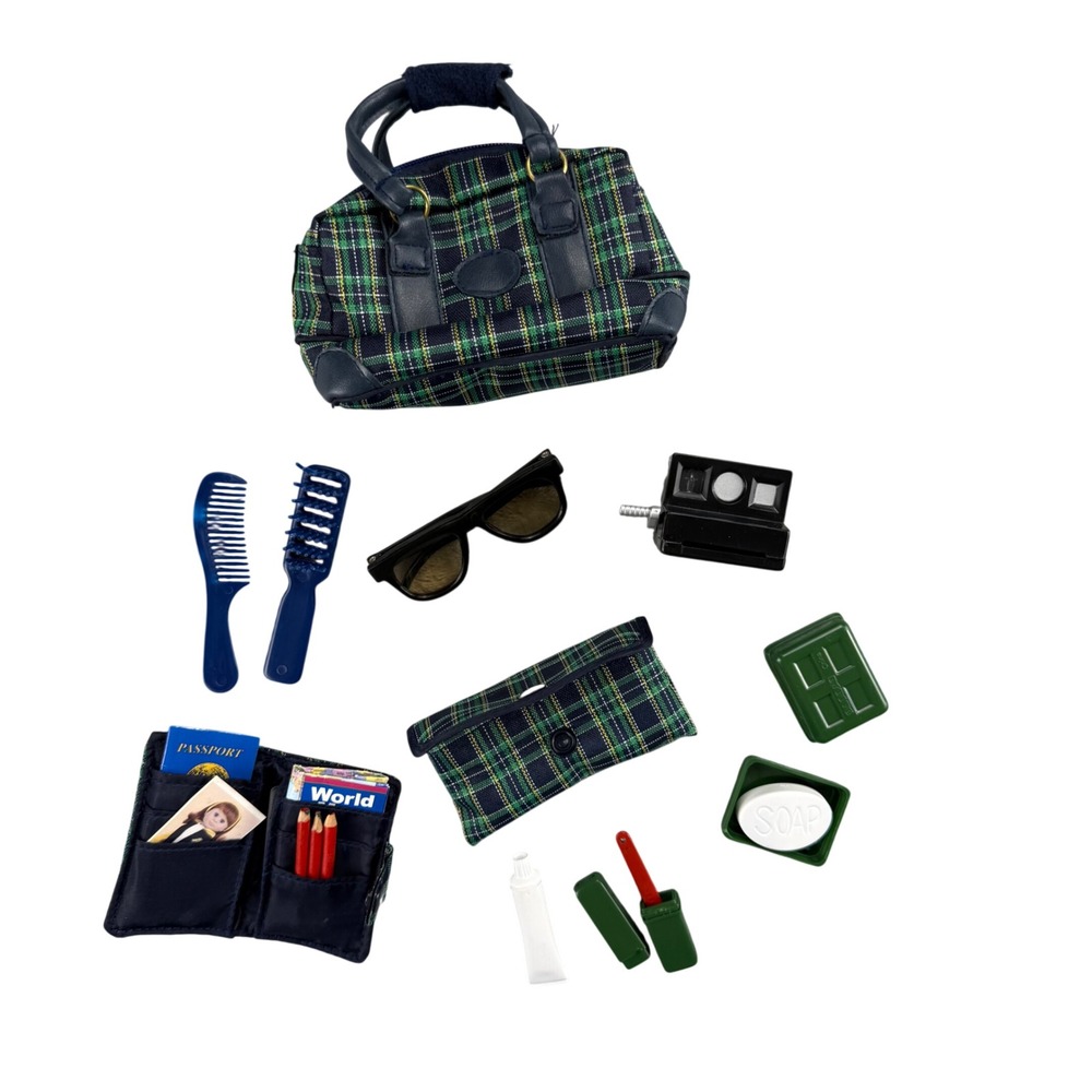 Battat Doll Travel Set Plaid Bag Accessories for 18 inch American Girl Dolls